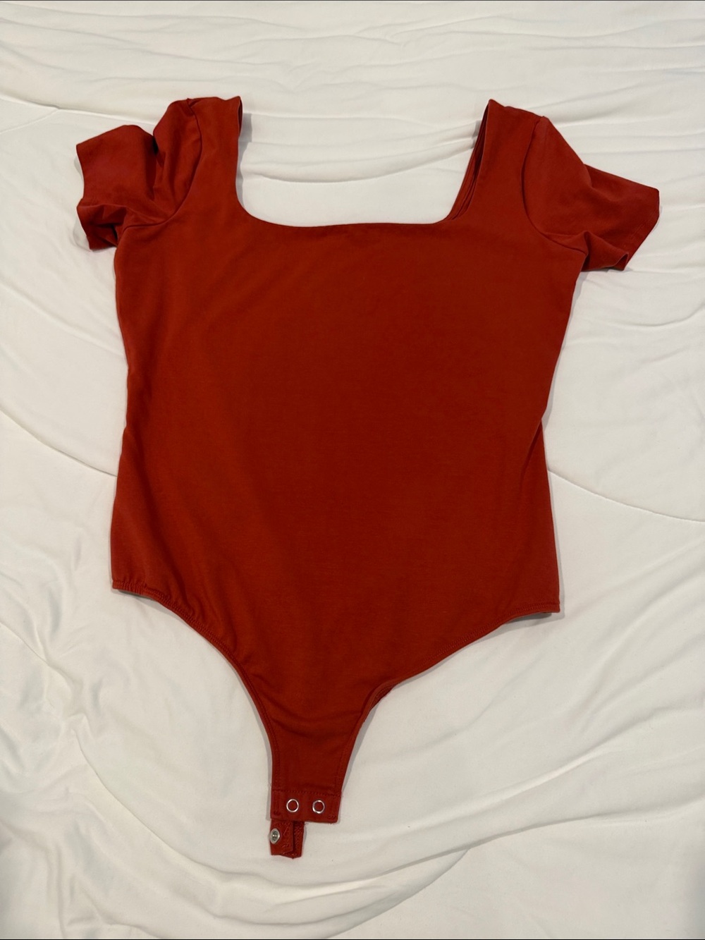 Express Kids Square-Neck Short Sleeve Bodysuit - Rust